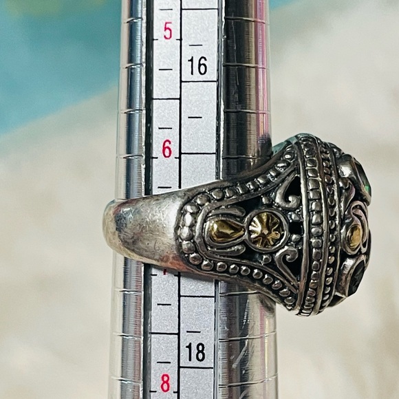 ❗️FINAL PRICE❗️18K Yellow Gold Details and 925 Sterling Silver Dome Ring - Picture 11 of 11